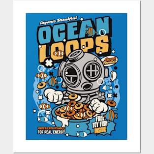 Retro Cereal Box Ocean Loops // Junk Food Nostalgia // Cereal Lover Posters and Art